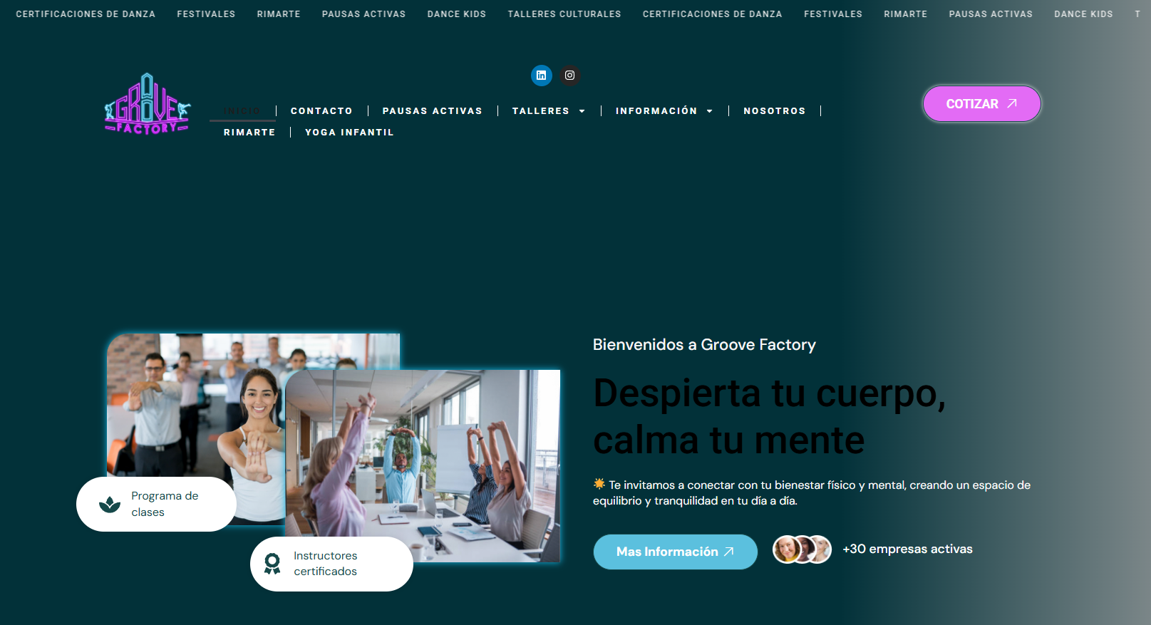 Vista editorial de GrooveFactory para el bloque visual del hero